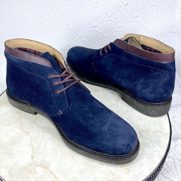 Sebago Chukka Boots Mens 9.5 Navy Blue Suede Leather Turner Lace Up Classic Shoe - Picture 10 of 13